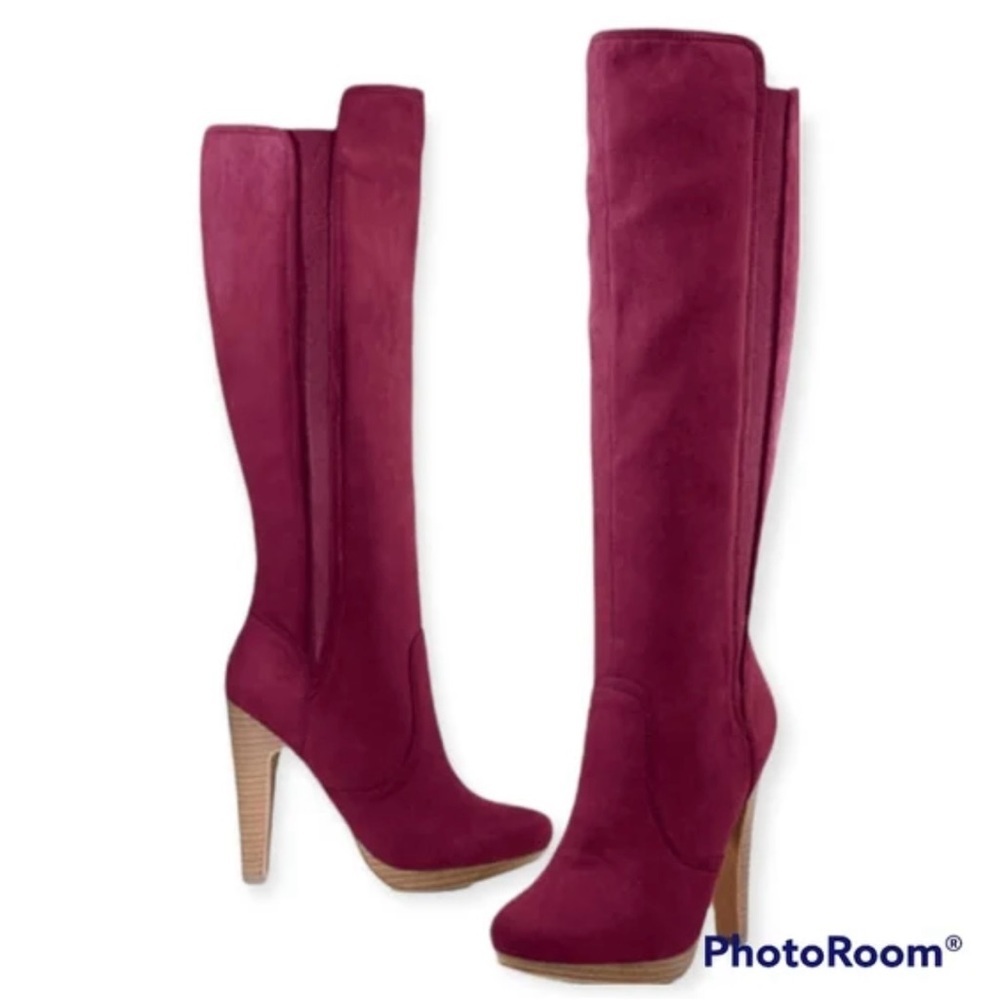 forever by paula abdul burgundy heeled boots